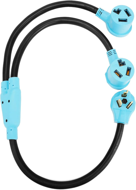 3 Prong Dryer Y Splitter 2 FT, NEMA10-30P Male to Two NEMA 10-30R Female, 30 Amp 250 Volt 7500W STW 10 AWG Dryer Y Adapter Cord, for Dryer Outlet and Level 2 EV Charging, UL Listed