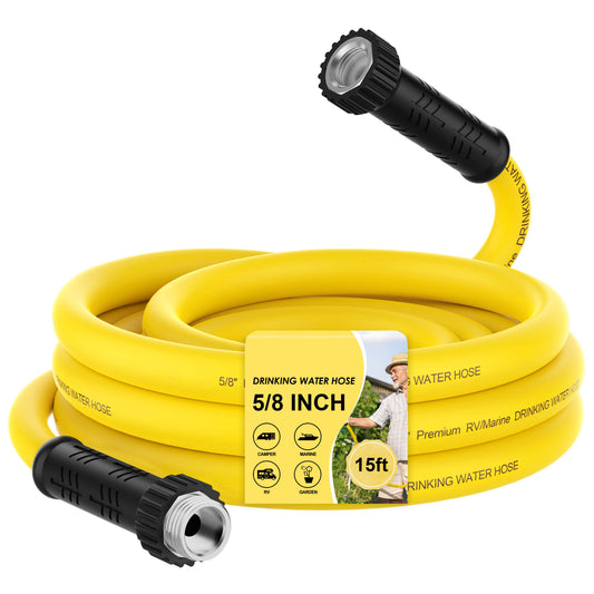 RV Drinking Water Hose with Storage Bag, 5/8" Premium Fresh Water Hose for RV, Camping, Marine, Trailer and Truck, BPA Free, Anti-Kink and Leak-Free, Drinking Water Safe