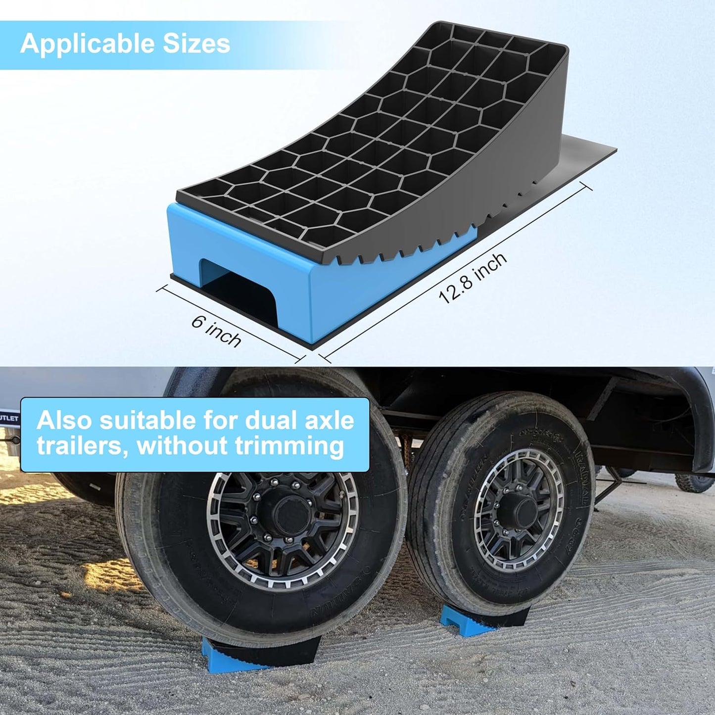 RV Levelers, Heavy Duty RV Ramps for Leveling, Camper Wheel Levelers, Trailer Leveling Up to 35,000 lbs with Rubber Anti-Skid Pads and Storage Carrying Bag