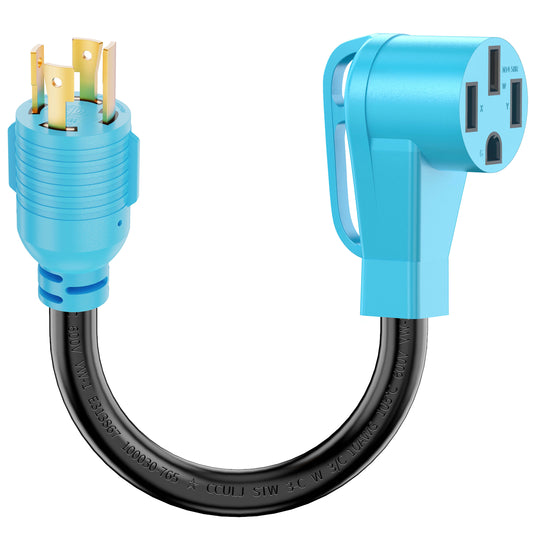 4 Prong 30 Amp to 50 Amp Generator to RV/EV Adapter Cord, NEMA L14-30P to 14-50R, Heavy Duty STW 10 AWG Suit for Tesla Model S/3/X/Y Charging or Generator to House and RV Trailer Camper