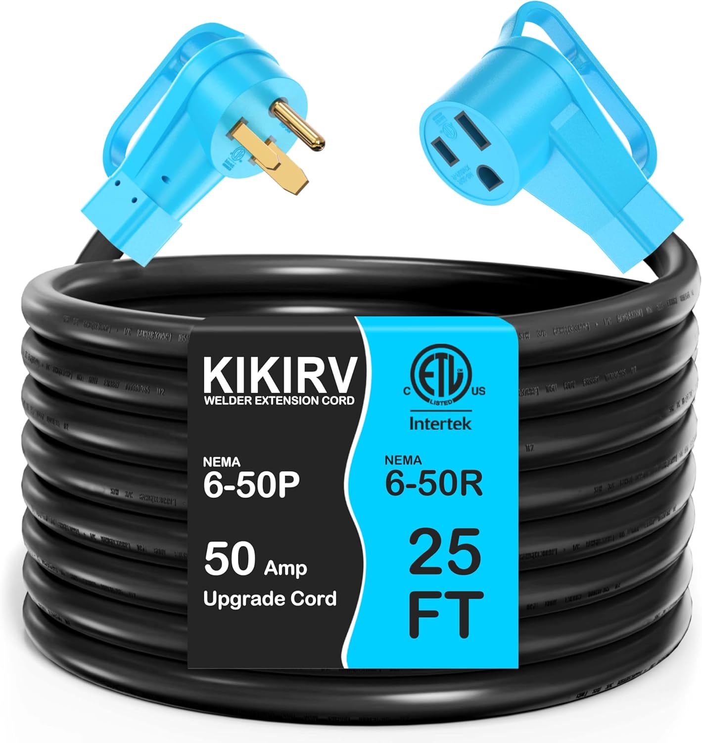 50Amp 25FT Welder Extension Cord 8 AWG, 250V NEMA 6-50P to 6-50R Heavy Duty Power Extension Cord for Welder Plasma MIG TIG Cutter