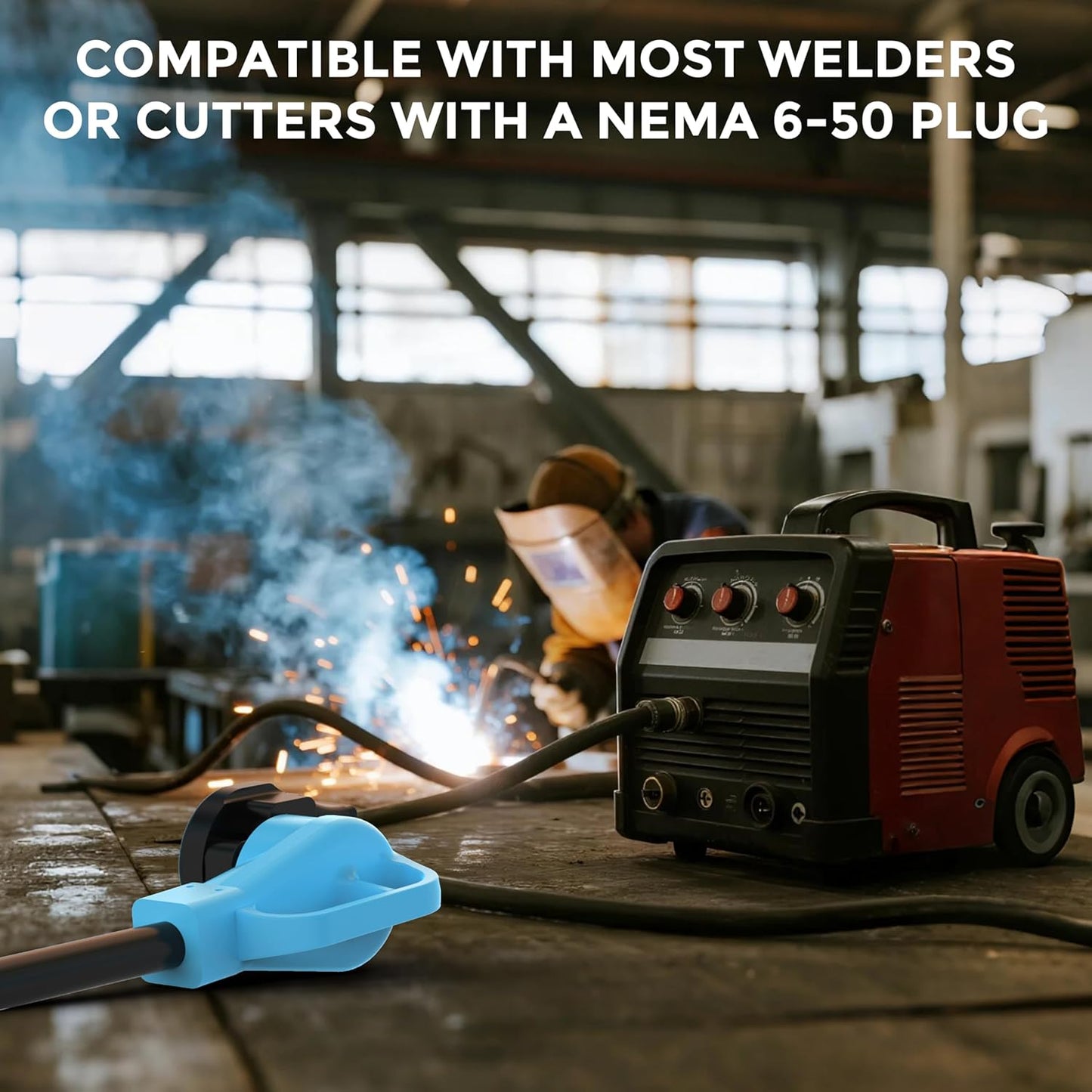 50Amp 25FT Welder Extension Cord 8 AWG, 250V NEMA 6-50P to 6-50R Heavy Duty Power Extension Cord for Welder Plasma MIG TIG Cutter